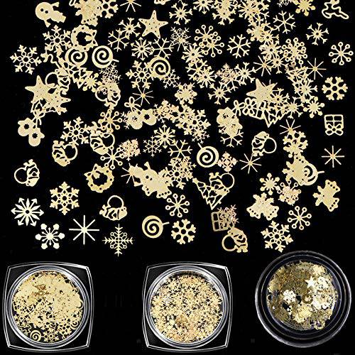 3D Snowflake Sequins for Nail Art Decoration Glitter Set Sparkly DIY Nail Accessories Christmas Nail Designs Trendy Christmas Nail Art Stickers DIY Nail Decals Manicure (2Box)