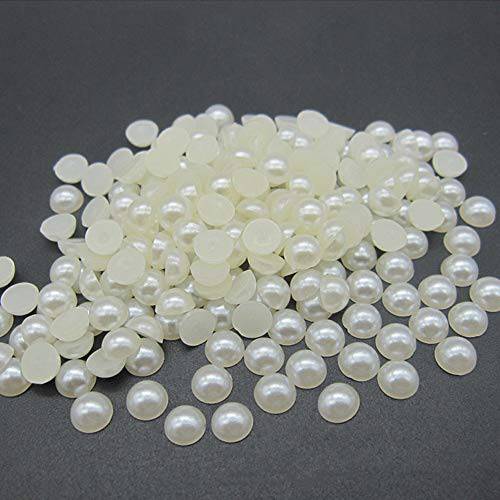 500pcs Half Pearl Bead Cabochon Pearl Beads Flatback Half Round Pearl for DIY Decoration 6mm(Ivory)