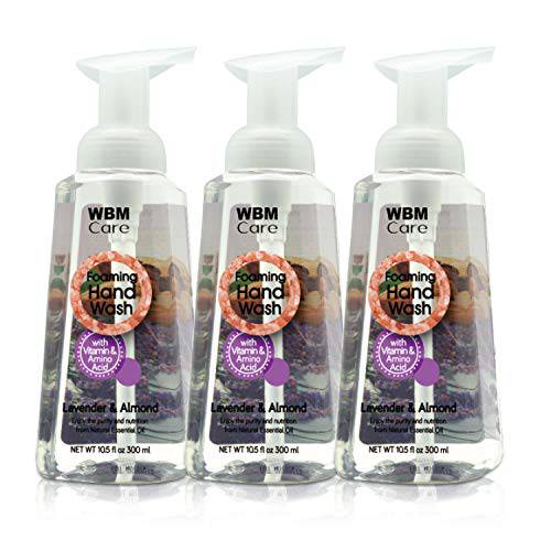 WBM Care Antibacterial Foaming Hand Soap Refill, Made with Lavender and Almond Extracts, Vitamin & Amino Acid Liquid Hand Wash - 13.5 Fl Oz (Pack of 3)