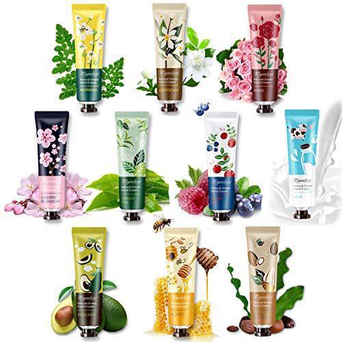 10 Pack Hand Cream for Dry Cracked Hands,Natural Plant Fragrance Mini Hand Lotion Moisturizing Hand Care Cream Stocking Stuffers Gift Set Travel Size Hand Lotion for Dry Hands Gift Set for Mom,Grandma