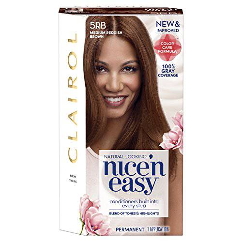 Clairol Nice’n Easy Permanent Hair Dye, 5RB Medium Reddish Brown Hair Color, Pack of 1