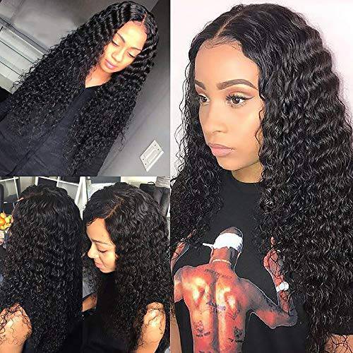 Amanda HD Transparent Deep Wave Lace Front Wigs Human Hair Pre Plucked 4x4 Deep Wave Wig 24 Inch Brazilian Virgin 180% Density Wet and Wave Lace Closure Wigs Human Hair for Black Women Natural Color(24 inch,deep wave wig )