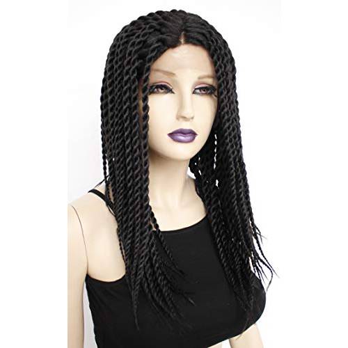 Ebingoo Black Braided Wig Lace Front Wig for Black Women Long Black Lace Wig African American Box Braided Afro Braided Lace Front Wigs Braids Synthetic Wigs for Daily Wear