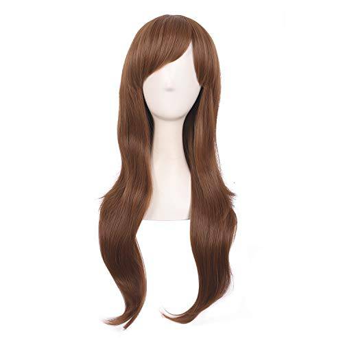 MapofBeauty 28 Inch/70 cm Women Side Bangs Long Curly Hair Cosplay Wig (Light Brown)