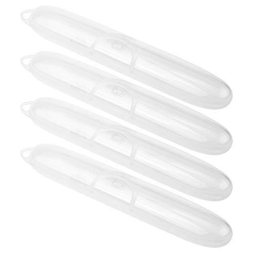 Cosmos Pack of 4 Transparent Plastic Portable Travel Toothbrush Case Holder Organizer with Hook for Travel Use