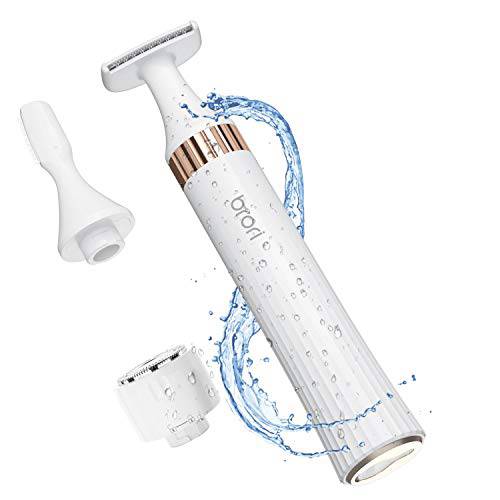 brori Electric Facial Shaver Razor for Women Bikini Trimmer Painless Lady Electric Shaver Wet and Dry Pubic Hair Removal Trimmer for Eyebrow Leg Underarm Arm Rechargeable Cordless Shaver (Style 2)
