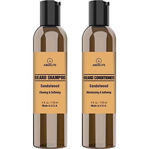 Aberlite Beard Wash Shampoo and Conditioner (Sandalwood) - 4oz (Pack of Two)