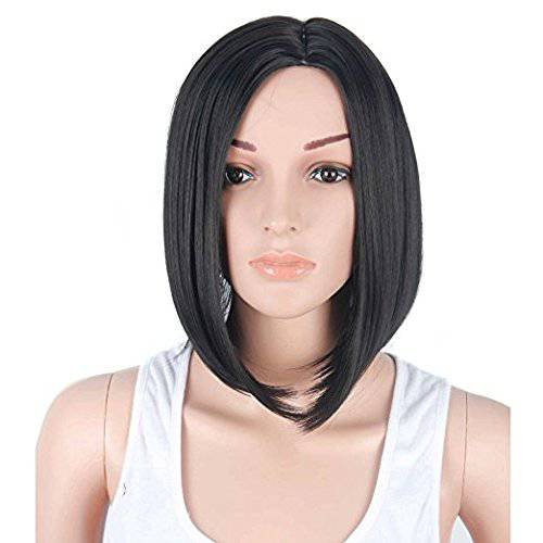 Black Bob Wig for Women Shoulder-length Straight Short Synthetic Wig for Girls Halloween Costume Party Cosplay Wig