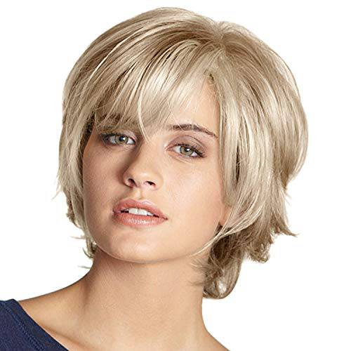 TopWigy Woman Brown Mixed Blonde Wigs, Short Pixie Cut Wig Natural Synthetic Hair for Lady Halloween Costume Party Daily Use(10’’, Brown Mixed Blonde)