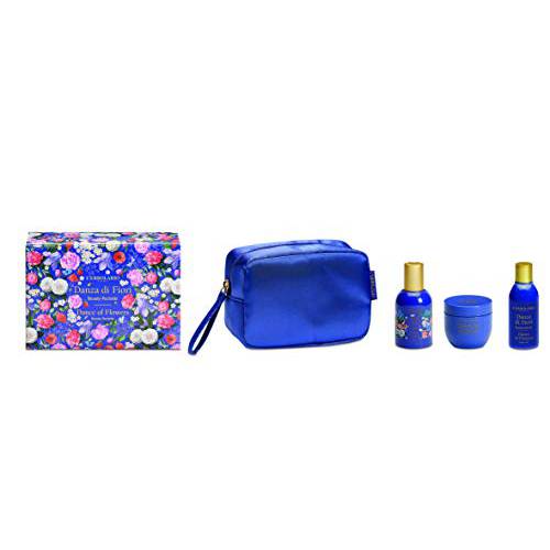 L’Erbolario Dance Of Flowers Trio Beauty Set - Floral, Powdery Scents Of Rose, Cherry Blossom, And White Musk - Limited Edition Floral Clutch Bag With Perfume, Shower Gel And Body Cream - 3 Pc