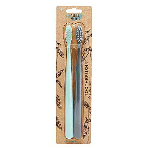 THE NATURAL FAMILY CO. BIODEGRADABLE TOOTHBRUSHES TWIN PACK