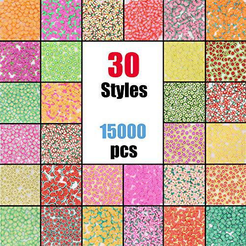 Crafare 15000 PC Nail Art Slices 3D Fruits Animals Flowers Cake Heart Stickers Nail Art Slices for DIY Crafts, Slime Making and Cellphone Decoration