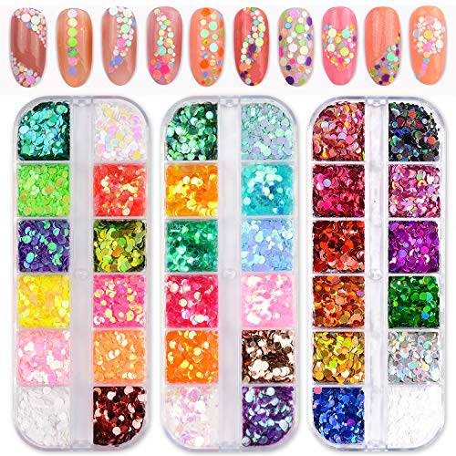 Warmfits 3D Holographic Nail Glitter Halloween Glitter & Christmas Nail Glitter & Snowflake Sequins & Fall Maple Leaf Glitter 3 Boxes for DIY Resin Crafting