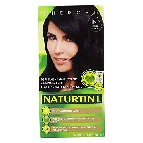 Naturtint Permanent Hair Color 1N Ebony Black (Pack of 1), Ammonia Free, Vegan, Cruelty Free, up to 100% Gray Coverage, Long Lasting Results (packaging may vary)