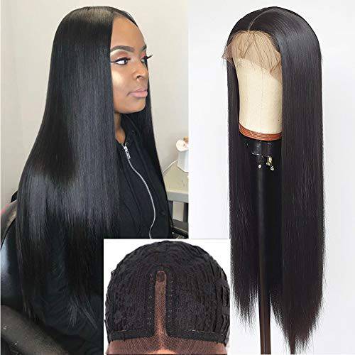 Itimay Long Straight Synthetic Lace Front Wigs Heat Resistant Black Wig Natural Hair Wig For Women