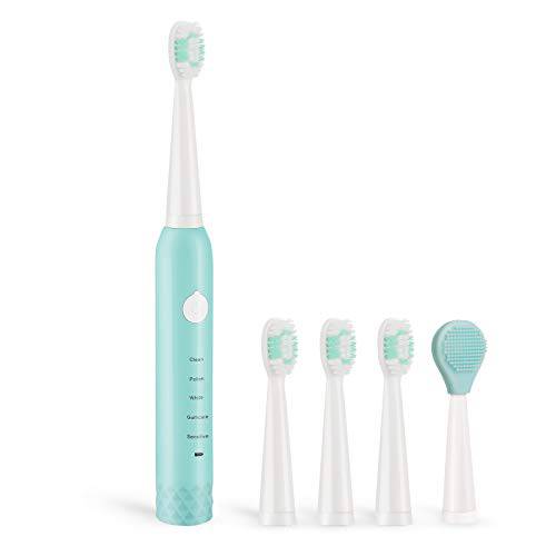 Electric Toothbrush, Rechargeble Power Whitening Toothbrush Sonic Electric Toothbrush with 5 Modes | 4 Brush Heads | USB Fast Charging| IPX7 Waterproof