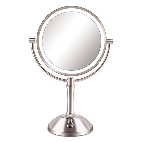 Tovendor 8 Makeup Mirror with Lights and Magnification, Double Sided 1X 10X Magnifying Vanity Mirror with 3 Color Lighting, Lighted Makeup Mirror with 54 Anti Blue LED Lights, Dimmable Brightness