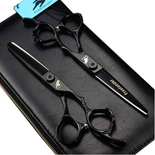 Hair Cutting Scissors, 6.0 Inch Black Professional Japan 440C Hair Cutting Shears - Salon Hair Blending/Thinning/Texturizing Scissor, Hand Sharpened