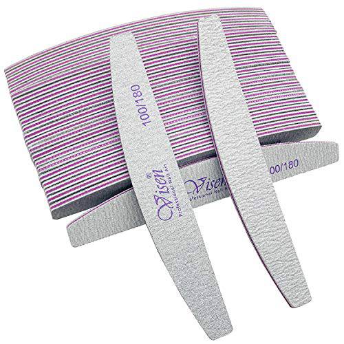 25 Pcs 100/180 Grits Nail File,Washable Double Sided Fingernail Files,Nail Files For Acrylic Nails,Professional Emery Boards for Natural,Gel Nails,Nail Styling Tools For Home and Salon Use