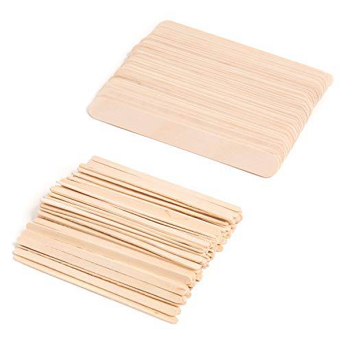 JJ Autumn Wooden Spatula Wax Sticks for Hair Removal | Popsicle Sticks for Eyebrow and Body Waxing | 50 Pcs Large and 50 Pcs Small Wood Applicators for Soft and Hard Hair Wax