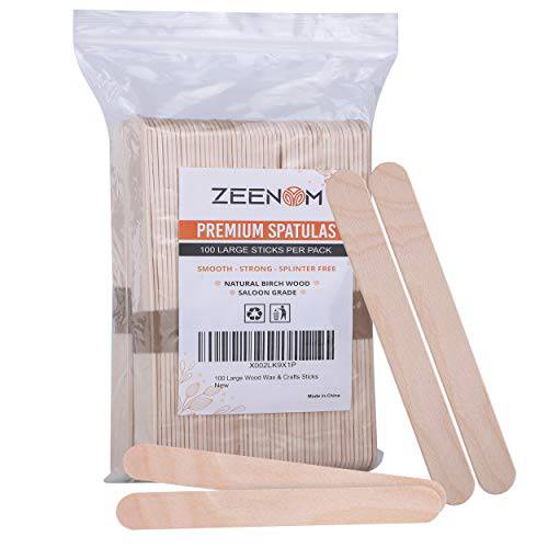 Zeenom 100 Popsicle Sticks for Crafts Wooden Craft Sticks - 6 Inch Wood Sticks Multipurpose Popsicle Sticks for Food, Ice Cream Sticks and Popsicle Sticks for Waxing, Plant Labels, DIY Arts & Crafts