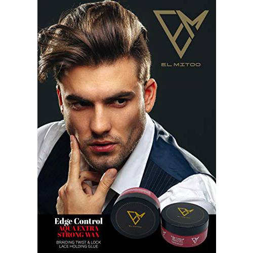 El Mitoo Edge Control Aqua Man Hair Wax- Firm Hold Wax for Perfect Grooming - Natural Styling Balm with Matte Finish Holds All Day 5oz (150 ML)
