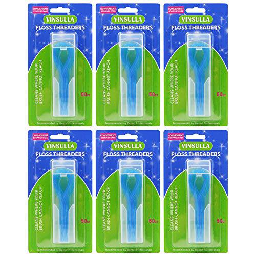 Floss Threaders for Braces, Bridges, and Implants 300 Count (Pack of 6)