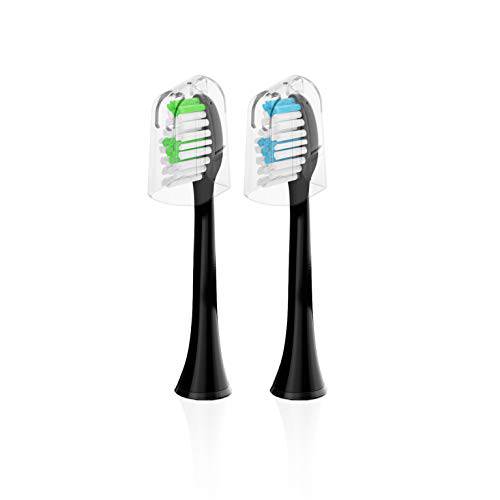 Acteh Toothbrush Heads for Sonic Edge, JetWave, JetUV and eBrush toothbrush models (Black Blue/Black Green)