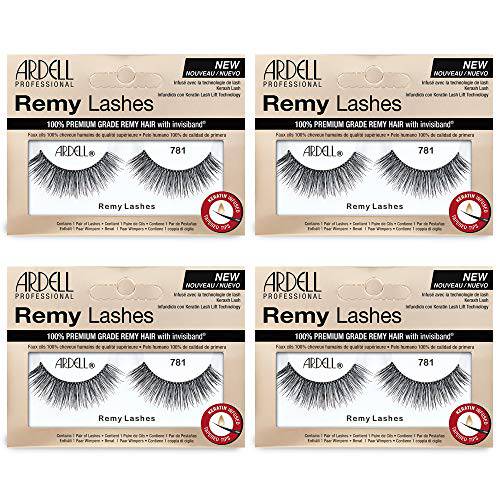 Ardell Remy Lash 781, Premium Grade Remy Hair False Lashes with Invisiband, 4 pairs
