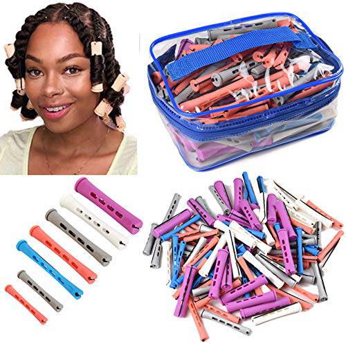 120pcs Perm Rods Set for Natural Hair 7 Sizes Cold Wave Rods Hair Rollers for Women Hair Curling Rods for Long Medium Small Hair Curler Styling DIY Hairdressing Tools（purple+white+gray+pink+blue）