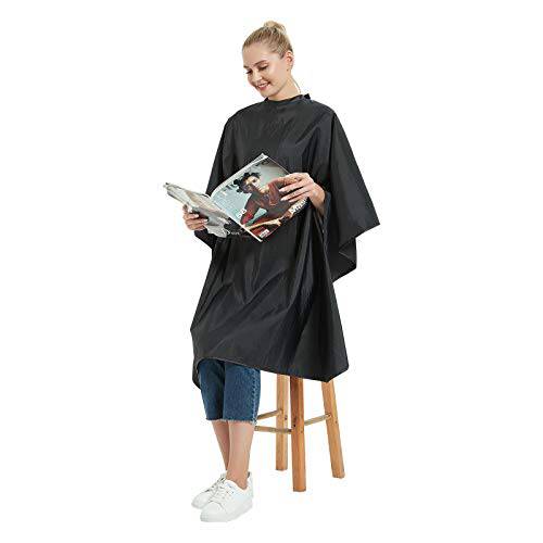 Hair Cutting Cape with Snaps Closure, Salon Hairdressing Styling Barber Cape with Hand Holes-51 x 58 Inches, Black