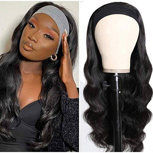 Headband Wig Human Hair Body Wave Headband Wigs for Black Women Glueless Headband Wig Brazilian Virgin Hair None Lace Front Wigs Machine Made Headband Wigs 150% Density (16 inch)…