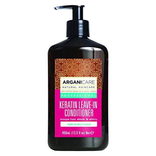 Arganicare Keratin Hydrating Leave In Conditioner with Certified Organic Argan Oil and Keratin for curly hair 13.5 fl oz