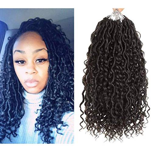 6Packs New Goddess Locs Crochet Hair 14 Inch River Locs Boho Hippie Locs Wavy Crochet With Curly Hair In Middle And Ends Braids Hair Extensions (6Packs,14 inch, 1B)