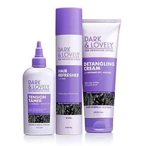 Softsheen-Carson Dark and Lovely for Protective Styles Kit with Hair Refresher with Aloe, Detangling Cream with Avocado and Peppermint Oils and Tension Tamer, 3 Count