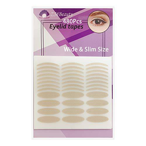 480Pcs Self-Adhesive Single-Sided Eyelid Tapes Double Eyelid Stickers Big Eye Tools, Eyelid Lift Strips for Hooded Droopy Uneven Mono-eyelids, Small and Large size
