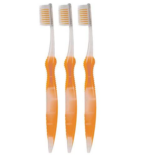 Sofresh Flossing Toothbrush - Adult Size | Your Choice of Color | (3-Pack, Orange)