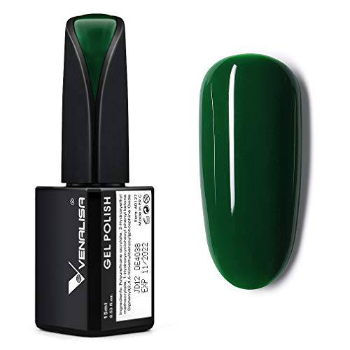 VENALISA 15ml Gel Nail Polish, Emerald Green Color Soak Off UV LED Nail Gel Polish Nail Art Starter Manicure Salon DIY at Home, 0.53 OZ