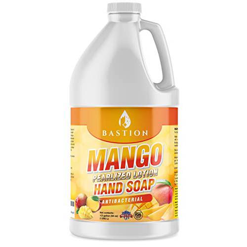 Antibacterial Hand Soap- Mango Scented Moisturizing Pearlized Liquid Hand Wash - 1/2 Gallon (64 oz.) Bulk Refill Jug. Mango Scented. Non-Toxic. Made In The USA