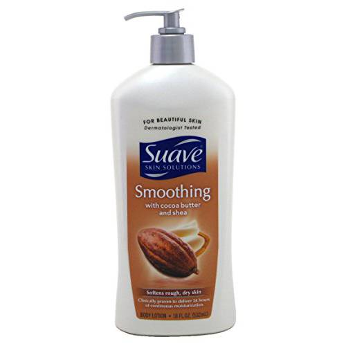 Suave Skin Lotion 18 Ounce Pump Smoothing Cocoa Butter & Shea (532ml) (3 Pack)