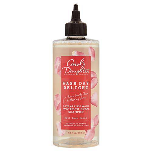 Carol’s Daughter Wash Day Delight Water-to-Foam Sulfate Free Vegan Shampoo with Rose Water and Micellar Technology, Paraben Free, Silicone Free, Best for Kinky, Curly Hair, 16.9 fluid ounces