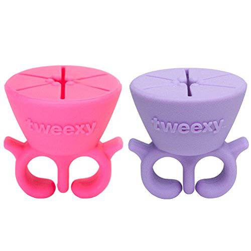 tweexy Wearable Nail Polish Holder Ring, Fingernail Painting Tool, Manicure and Pedicure Accessories (Bonbon Pink & Spa Green, 2-Pack)