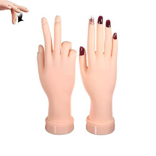 2Pcs Practice Hand for Acrylic Nails, Nail Art Training Hand,Fake Hand for Nails Practice, Flexible Bendable Manicure Hand Practice Tool