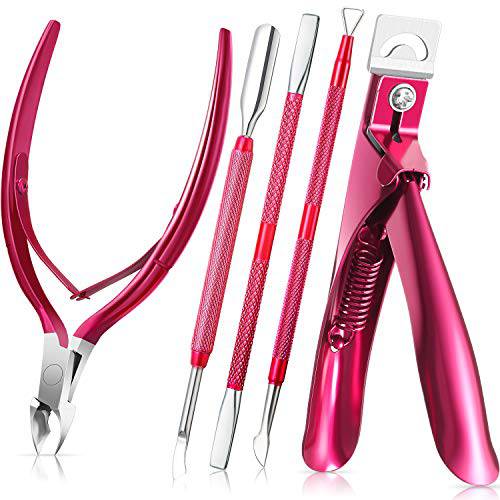 Mudder Tip Nail Clipper False Nail Clipper Cuticle Trimmer Nipper with Acrylic Nails Clipper Cuticle Pusher Scraper Stainless Steel Cuticle Remover Manicure Tools Set for Salon Home Nail Design