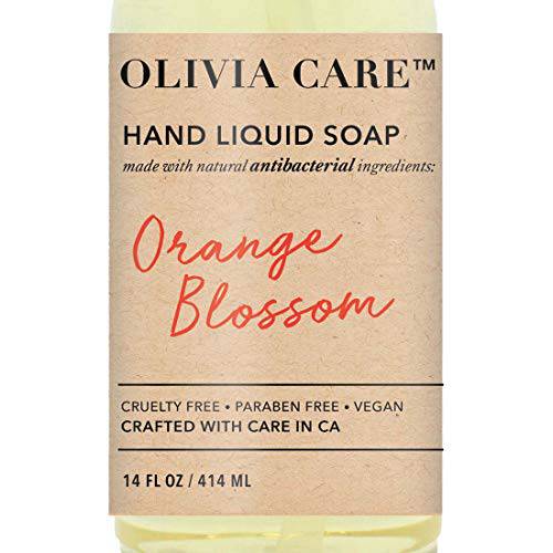 Olivia Care Antibacterial Hand Soap Infused with Sage & Tea Tree Oil & Orange Blossom Fragrance, Cleansing, Germ-Fighting, Moisturizing Hand Wash for Kitchen & Bathroom - Gentle, Mild – 18.5 fl oz