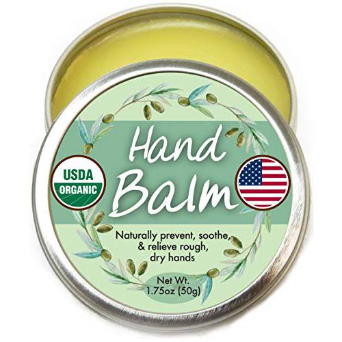 Organic Hand Cream Balm for Dry Cracked Hands - Moisturizing Hand Repair Cream for Women and Men - 100% All Natural and Made in USA & USDA Certified