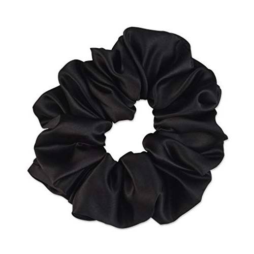 Scunci by Conair The Original Scrunchie Jumbo Size in Washable Black Nylon Silk-Like Fabric, Perfect for Wrist-to-Hair Versatility, 1 Count