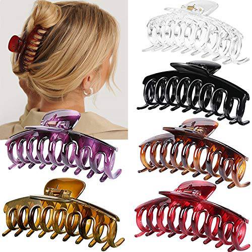 Big Claw Hair Clips for Women Thick Hair, 4.3’’ Jumbo Hair Clips Strong Hold Jaw Hair Clips Hair Catch Barrette Large Banana Clips Hair Styling Accessories(6 Packs)