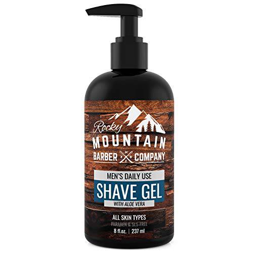 Men’s Shave Gel - Clear Shaving Gel So You Can See Where You Are Shaving – For Full Shaves and Tightening Beard Lines - 8oz by Rocky Mountain Barber Company