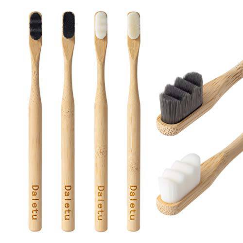 Daletu Bamboo Toothbrush, Biodegradable Toothbrushes Extra Soft Bristles, 20000 Soft Natural Bristle Toothbrush, Eco Friendly Toothbrushes for Sensitive Teeth Gum Recession - 4 Pack